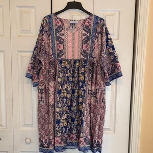 Bohemian Floral Patchwork Long Top or Dress 4X